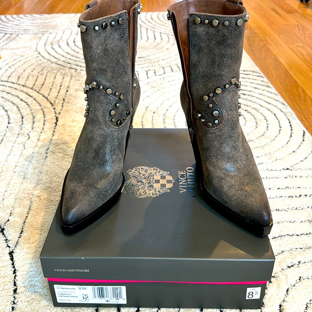 Vince Camuto Nanikshie Leather Cowboy Western Boots